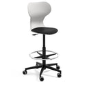 MIA STOOL - High swivel plastic stool with castors. Stroke gas lift. Ivory white