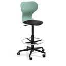 MIA STOOL - High swivel plastic stool with castors. Stroke gas lift. Ivory white