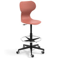 MIA STOOL - High swivel plastic stool with castors. Stroke gas lift. Terracotta red