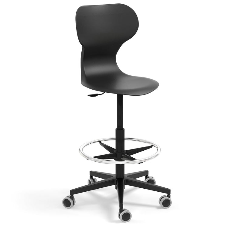 MIA STOOL - High swivel plastic stool with castors. Stroke gas lift. Terracotta red