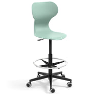 MIA STOOL - High swivel plastic stool with castors. Stroke gas lift. Ivory white