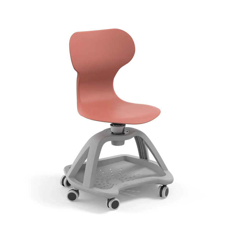 MIA STORE - Swivel polypropylene chair. Lower tray. Terracotta red