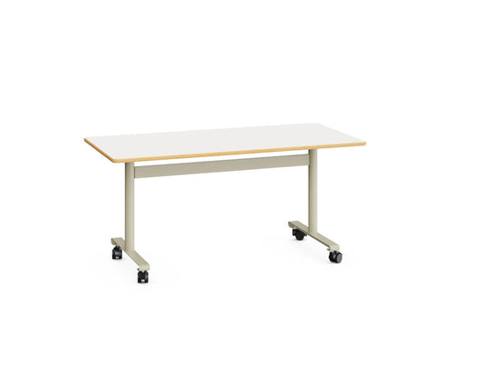 MINIFLOOP - Flip Top Table Metal Frame. Warm Grey - Wheels. White Plywood Top. 1390 X 680 mm. T3