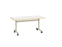 MINIFLOOP - Flip Top Table Metal Frame. Warm Grey - Wheels. White Plywood Top. 1390 X 680 mm. T2