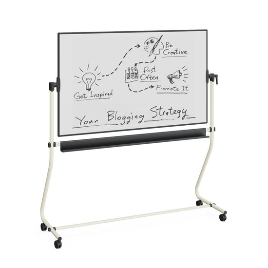 MOGI – Mobile Whiteboard, Magnetic and Reversible, with Tray – 1500×900 mm – Warm Grey