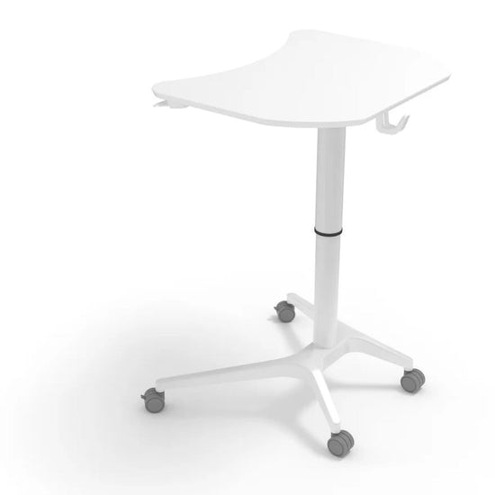 MOON - Lift table with gas lift and castors. WHITE