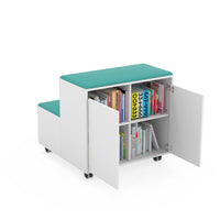 MOVE - White melamine drade with 2 seats. Turquoise
