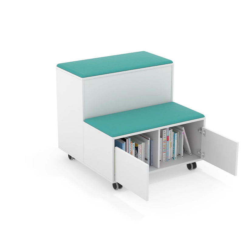 MOVE - White melamine drade with 2 seats. Turquoise