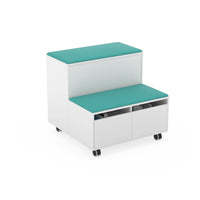 MOVE - White melamine drade with 2 seats. Turquoise