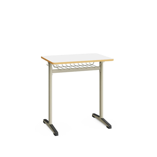 NAXEL – Individual Desk – Warm Grey Frame – White Top – Mesh Drawer – Size 5