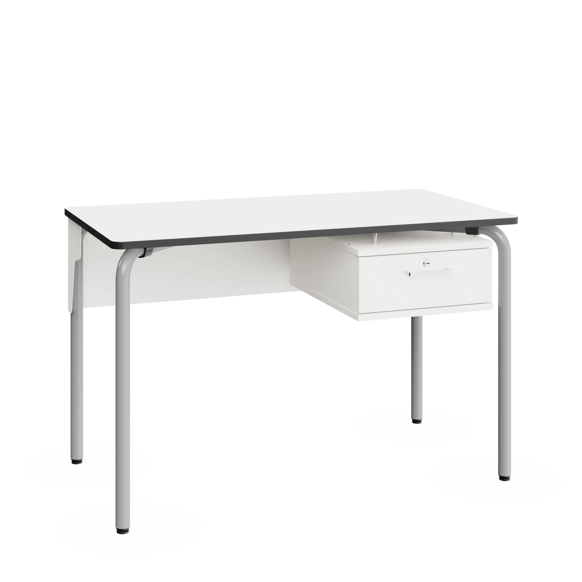 Teacher Desk – Metal Frame Warm Grey – White Top – 1214 × 664 mm
