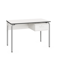 Teacher Desk – Metal Frame Warm Grey – White Top – 1214 × 664 mm
