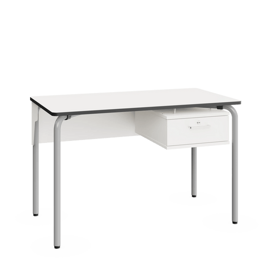 Teacher Desk – Metal Frame Warm Grey – White Top – 1214 × 664 mm