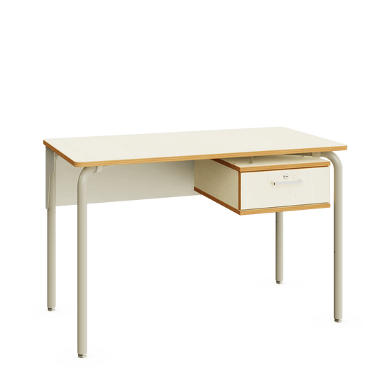Teacher Desk – Metal Frame Warm Grey – White Top – 1214 × 664 mm
