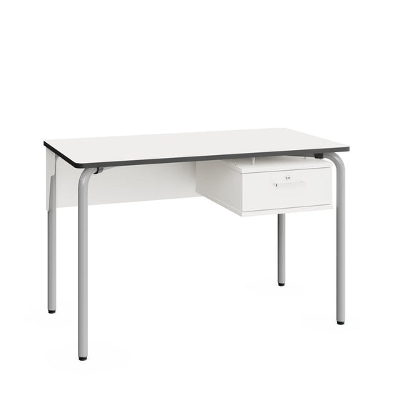 RECTANGLE TEACHER - Metal structure table. Warm Grey- MDF tabletop,1214x664 mm.