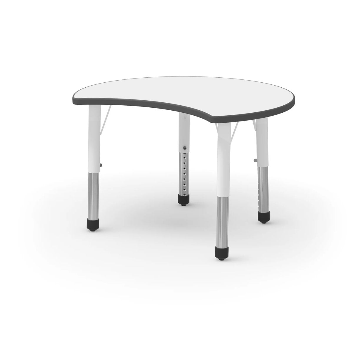 RONY - Half-moon form table, adjustable metal legs. MDF tabletop white. Ø 95 mm. S1-S4