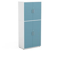 ROSIE - Cabinet maple blanc with 5 inner compartments and 4 doors blue glaciar with lock