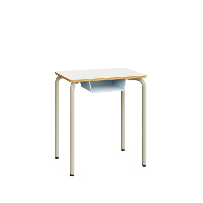 SQUARE - Metal frame table. Black core MDF+ injected edge. 685x500 mm. White. S4-S6 adjustable