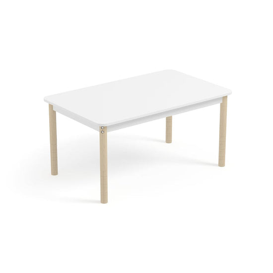 TEO -  School table. Beech structure and white top. Adjustable height T0-T3 1200x740