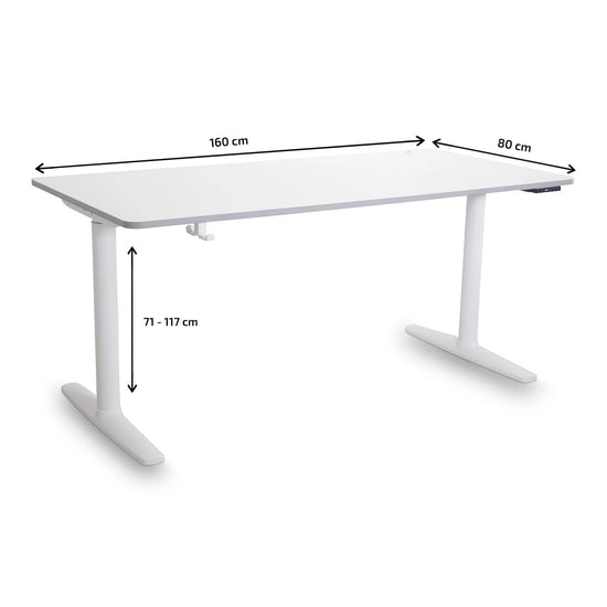 TONA – Height-Adjustable Table 118×55 cm – Birch Top – White Frame