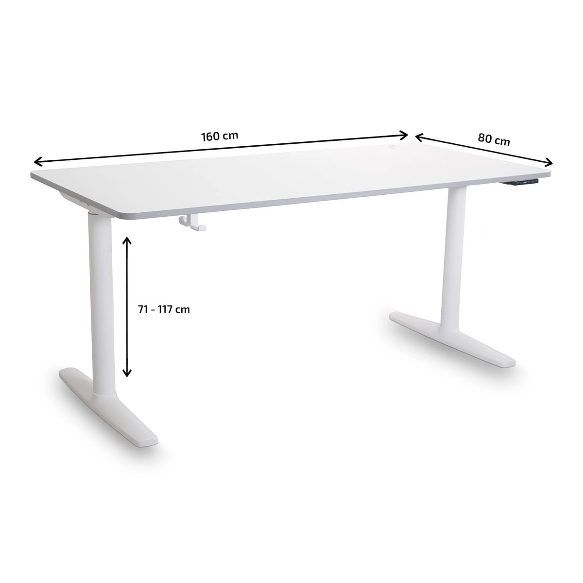 TONA – Height-Adjustable Table 160×80 cm – Birch Top – White Frame