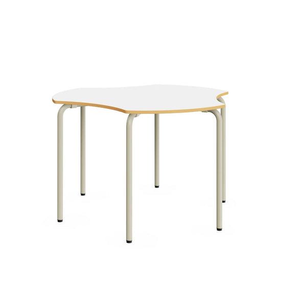 TRISIX-Metal frame table. Chipboard, white melamine and injected black PP edge. Adj. S4-S6