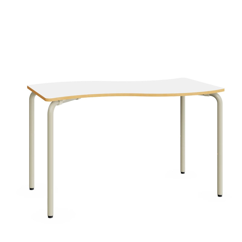 WAVE - Metal frame table. Black core MDF+PVC. 1300x650 mm. White. S4-S6 adjustable