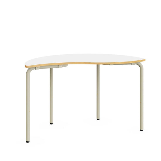 YANG - Metal frame table. Black core MDF+PVC. 1300x650 mm. White. Size 4-6 adjustable