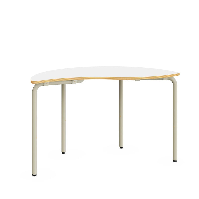 YANG - Metal frame table. Black core MDF+PVC. 1300x650 mm. White. Size 1-3 adjustable